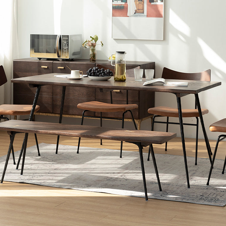 Glam Style Oak Wood Dining Table 4 Legs Table for Living Room