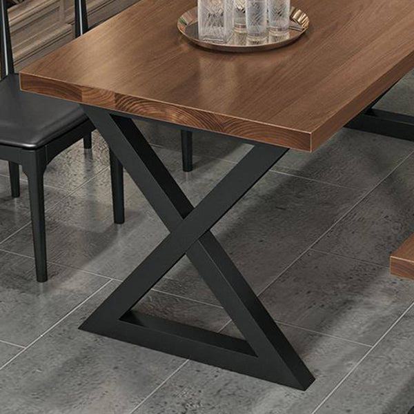 Industrial Dining Wood Table Dining Rectangle Table with Metal Legs
