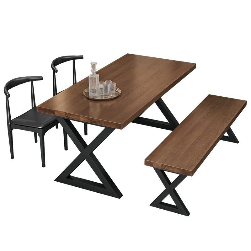 Industrial Dining Wood Table Dining Rectangle Table with Metal Legs