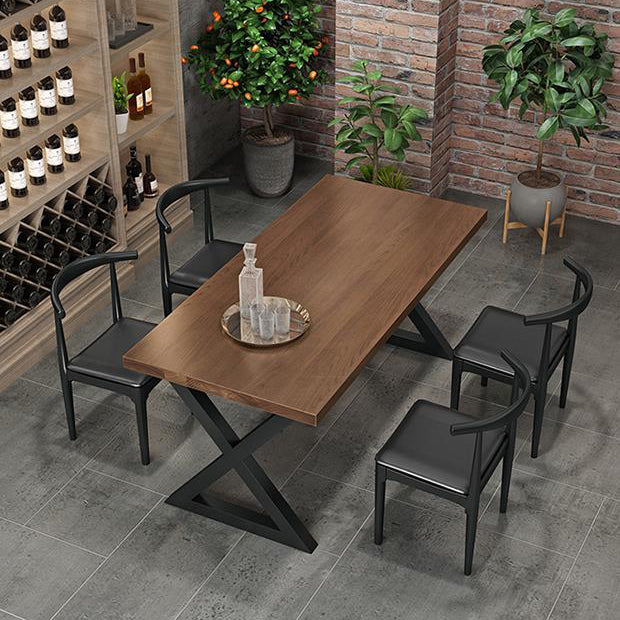 Industrial Dining Wood Table Dining Rectangle Table with Metal Legs