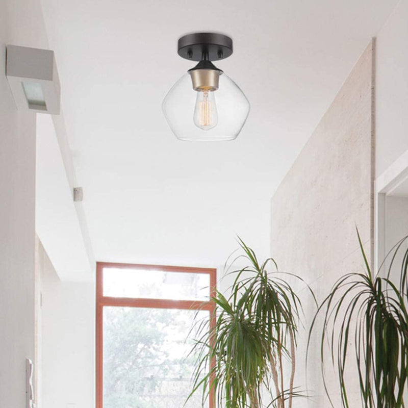Modern Ceiling Light Minimalist Glass Flush Mount Light Fixture for Bedroom