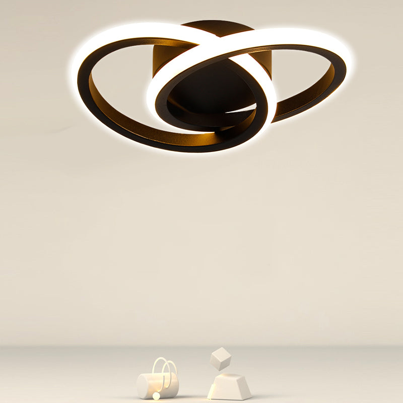 Round Shape Metal Flush Mount Light Modern Style 2 Lights Ceiling Mount Light