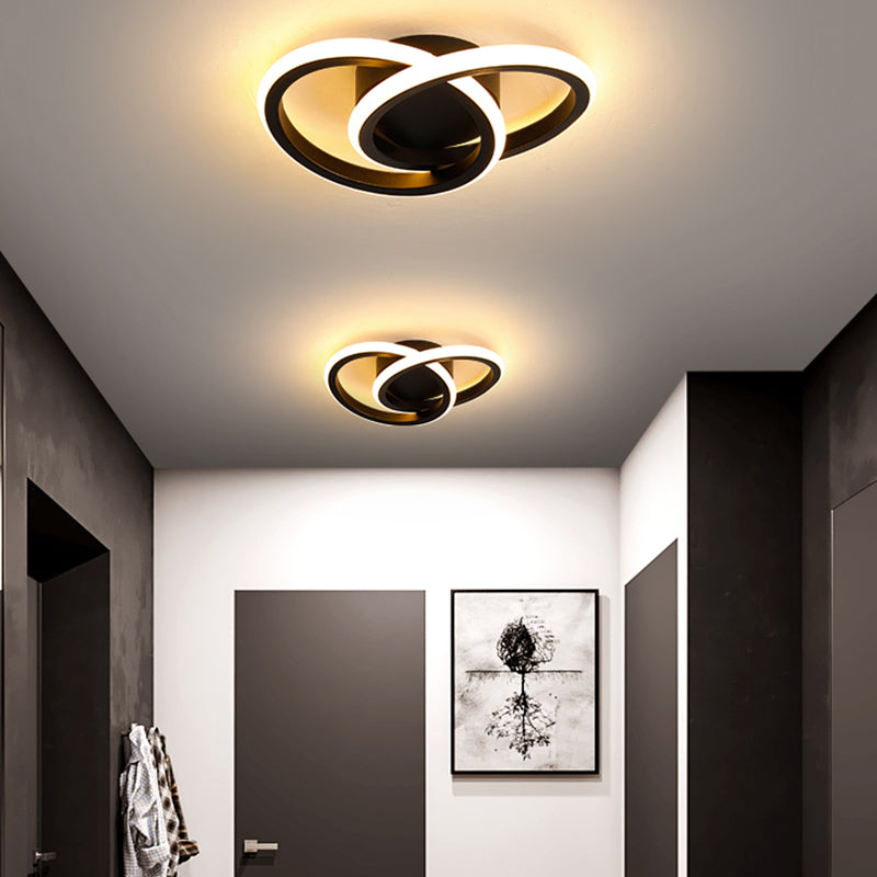 Round Shape Metal Flush Mount Light Modern Style 2 Lights Ceiling Mount Light