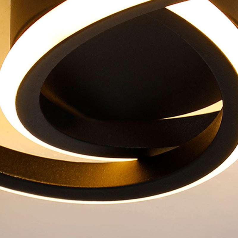 Round Shape Metal Flush Mount Light Modern Style 2 Lights Ceiling Mount Light