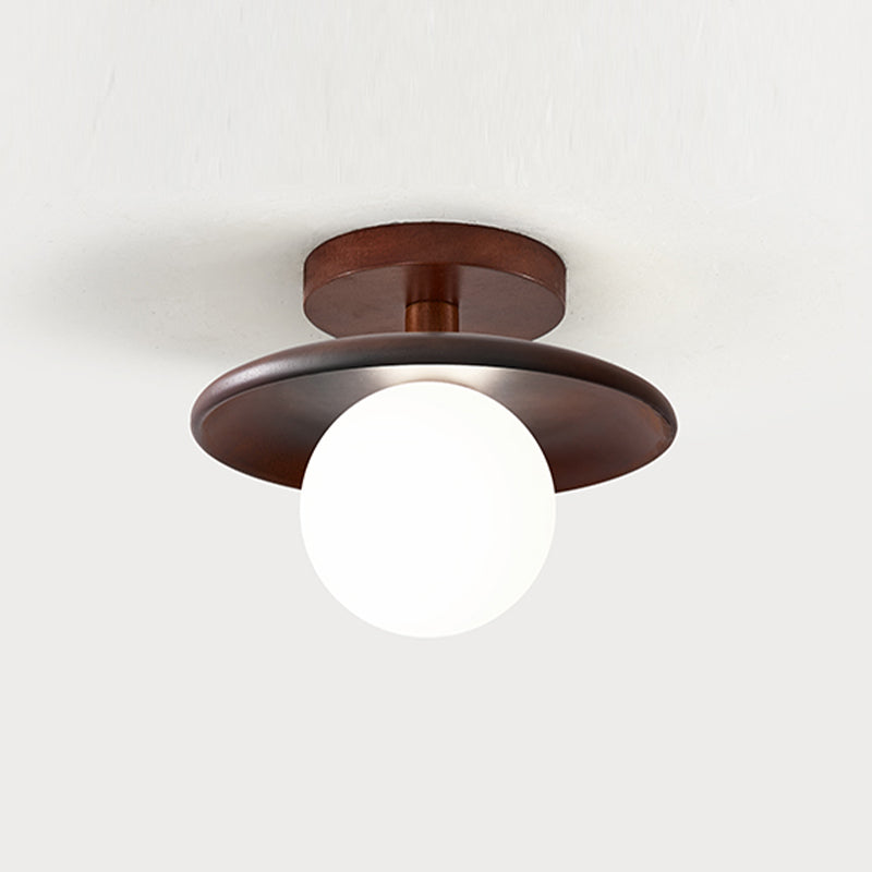 Modern Simple Wooden Ceiling Lamp Ball Shape Shade Ceiling Light for Living Room