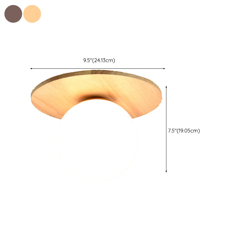 Modern Simple Wooden Ceiling Lamp Ball Shape Shade Ceiling Light for Living Room