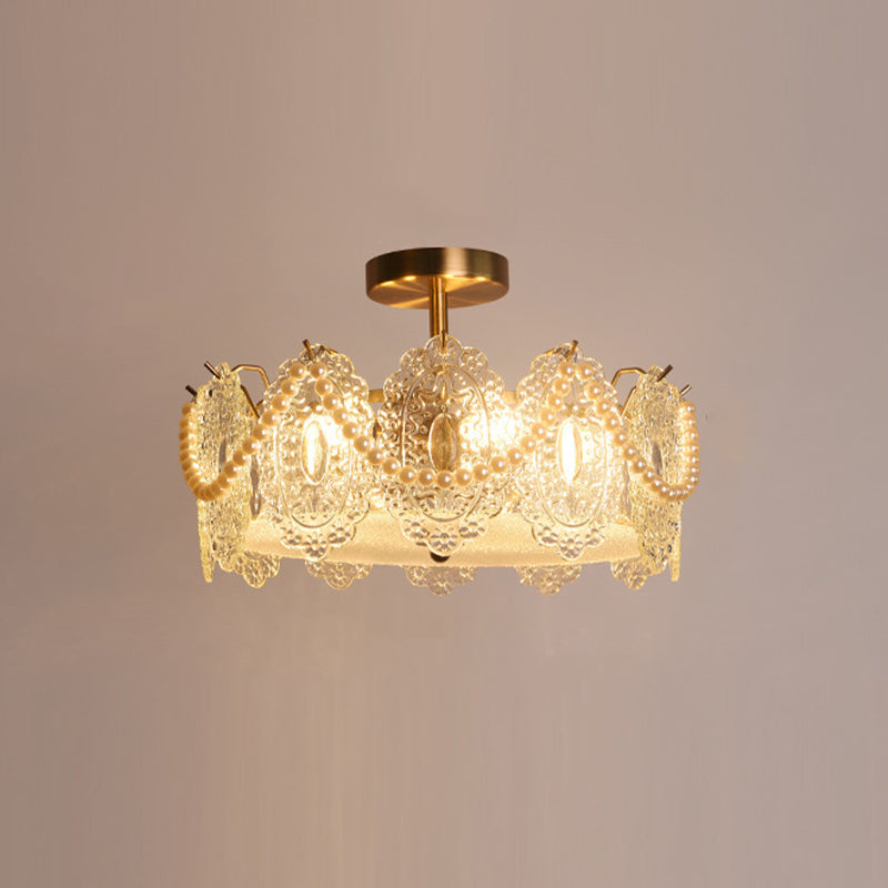 Modern Ceiling Light Household Glass Flush Mount Light Fixture for Bedroom