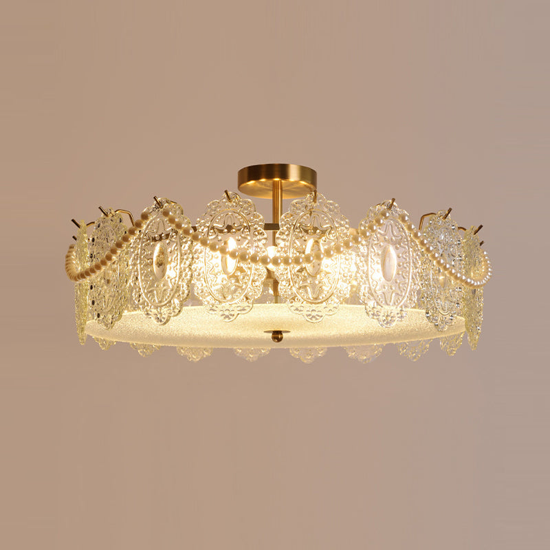 Modern Ceiling Light Household Glass Flush Mount Light Fixture for Bedroom
