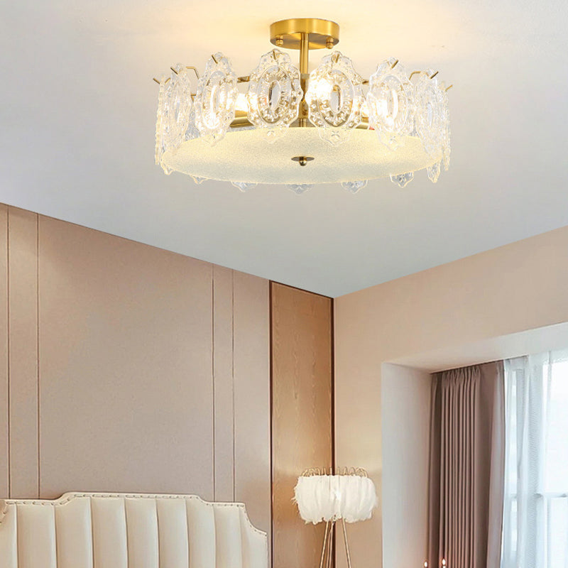 Modern Ceiling Light Household Glass Flush Mount Light Fixture for Bedroom