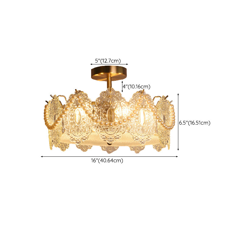Modern Ceiling Light Household Glass Flush Mount Light Fixture for Bedroom