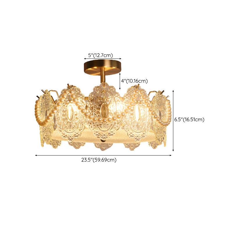 Modern Ceiling Light Household Glass Flush Mount Light Fixture for Bedroom