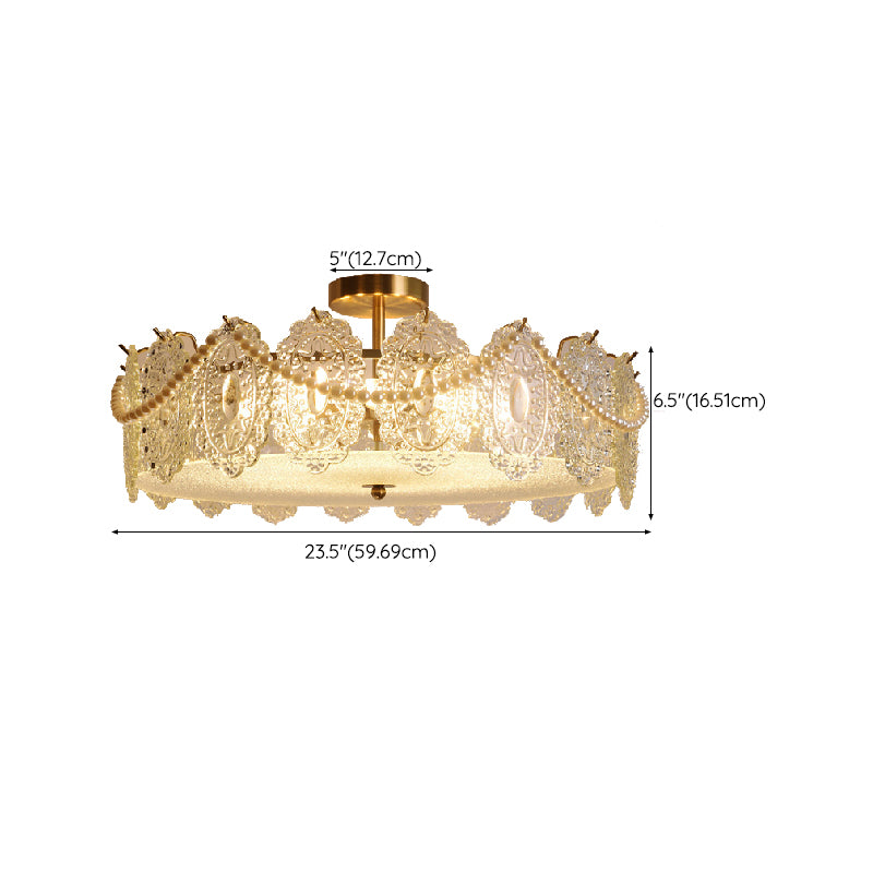 Modern Ceiling Light Household Glass Flush Mount Light Fixture for Bedroom