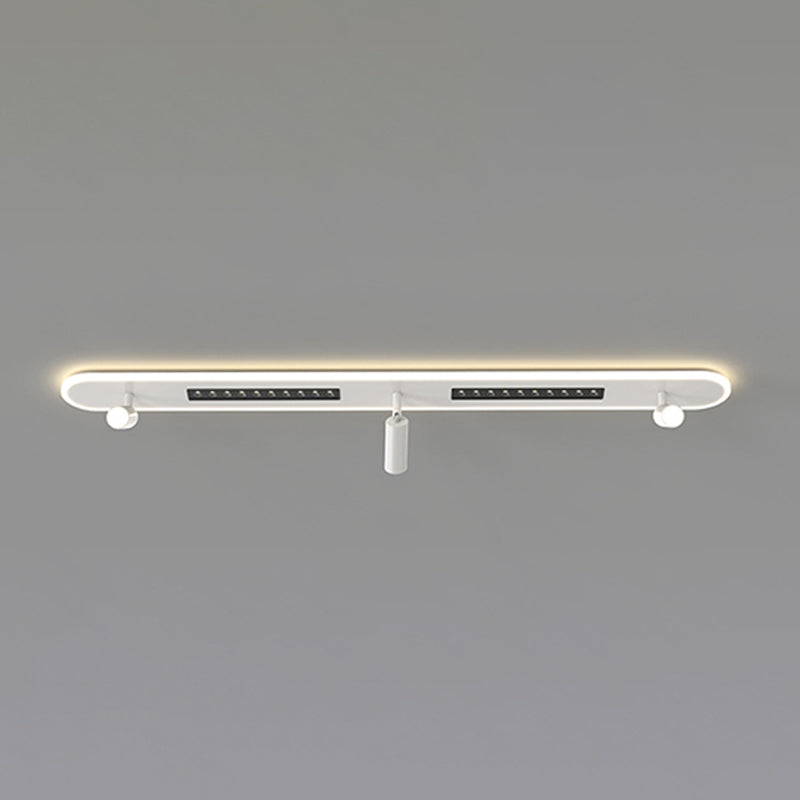 Linear Shape Flush Lights Modern Style Metal 4 Lights Flush Mount Fixture