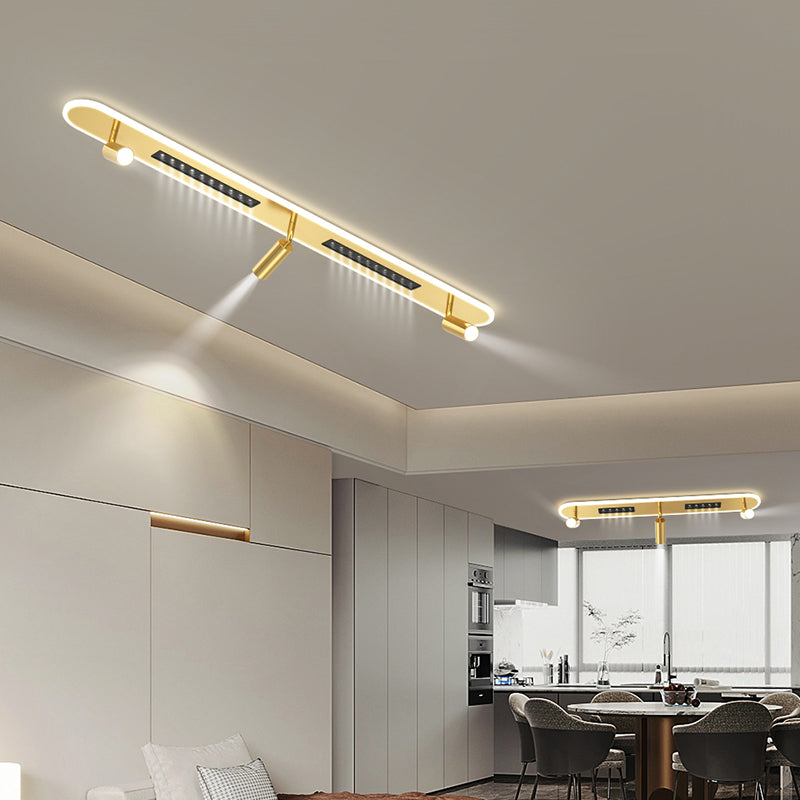 Linear Shape Flush Lights Modern Style Metal 4 Lights Flush Mount Fixture