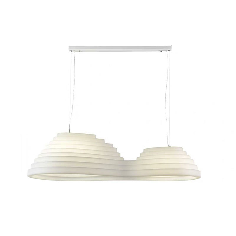 2 - Light Unique Kitchen Island Fixture in White Iron and Plastic Ceiling Pendant Light