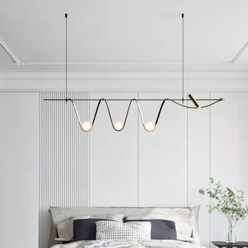 Modern Style Wave Shape Island Pendants Metal Pendant Lights for Dining Room