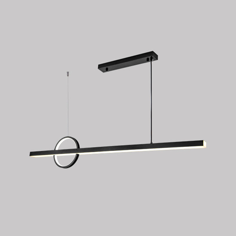 Linear Hanging Island Lights Modern Metal Chandelier Light in Black for Dining Room