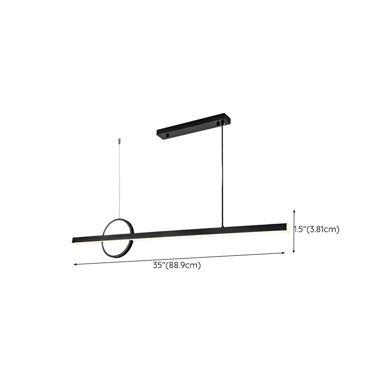 Linear Hanging Island Lights Modern Metal Chandelier Light in Black for Dining Room