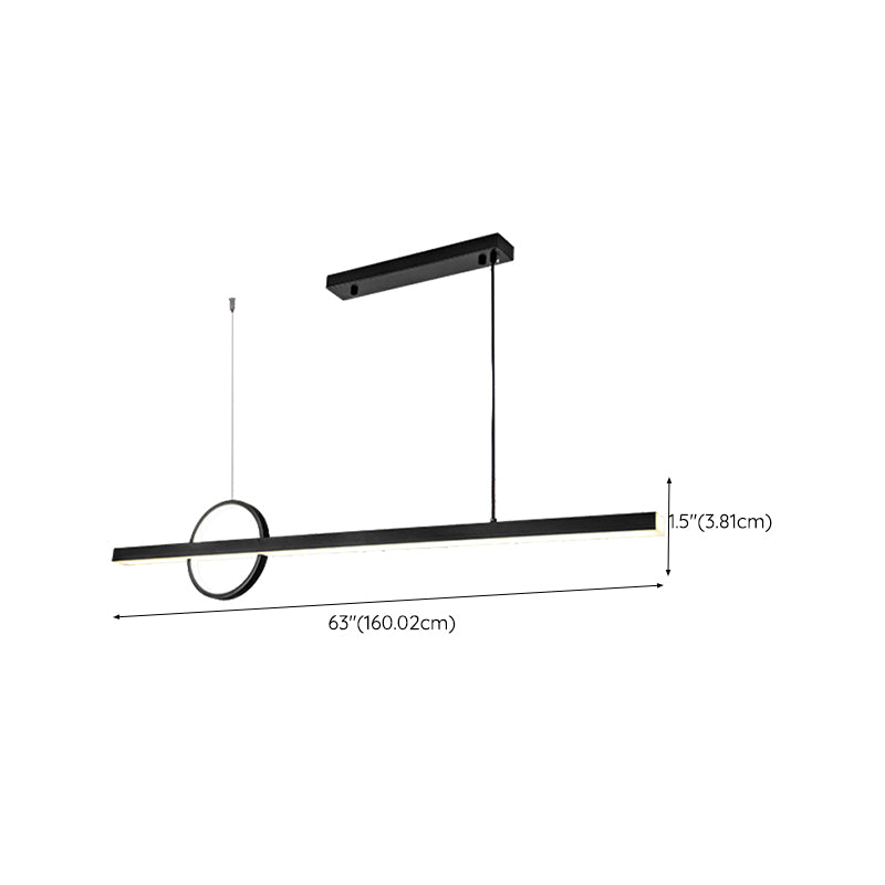 Linear Hanging Island Lights Modern Metal Chandelier Light in Black for Dining Room