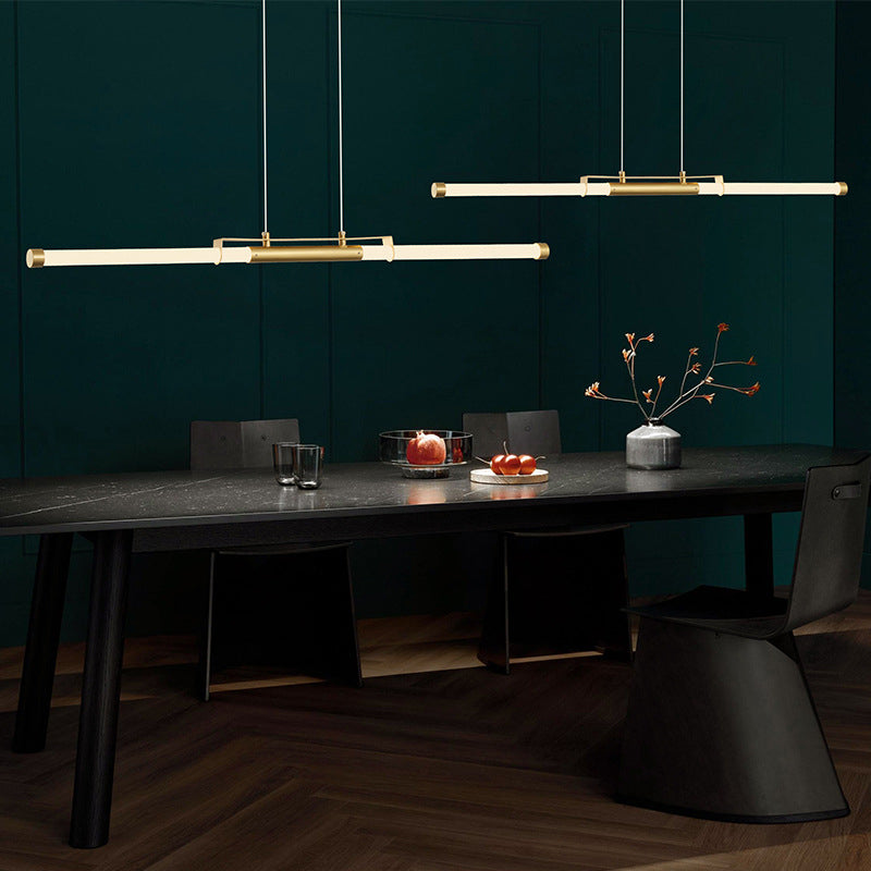 Modern Style Linear Shade Island Pendants 1 Light Metal Pendant Lights for Dining Room