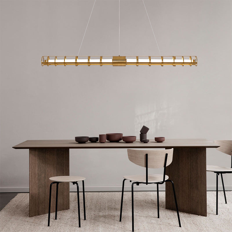 Modern Style Linear Shape Island Pendants Metal Pendant Lights in Gold for Dining Room