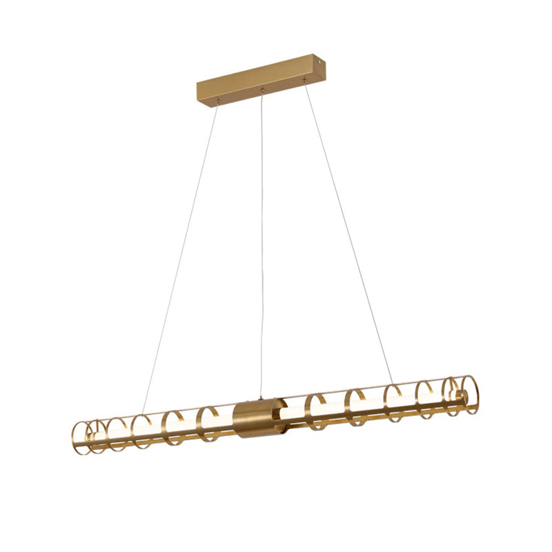 Modern Style Linear Shape Island Pendants Metal Pendant Lights in Gold for Dining Room