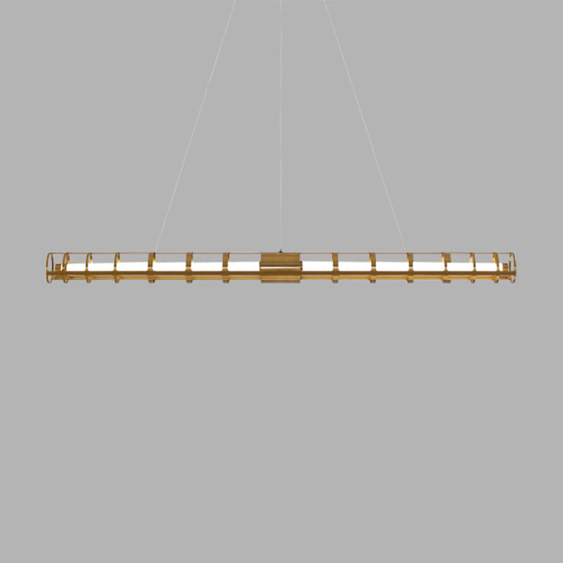 Modern Style Linear Shape Island Pendants Metal Pendant Lights in Gold for Dining Room