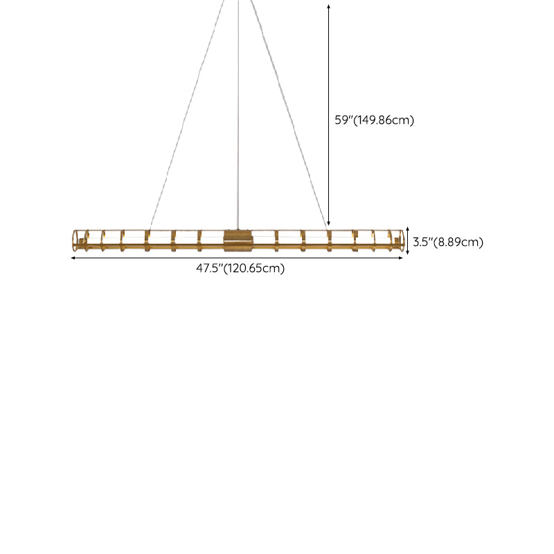 Modern Style Linear Shape Island Pendants Metal Pendant Lights in Gold for Dining Room