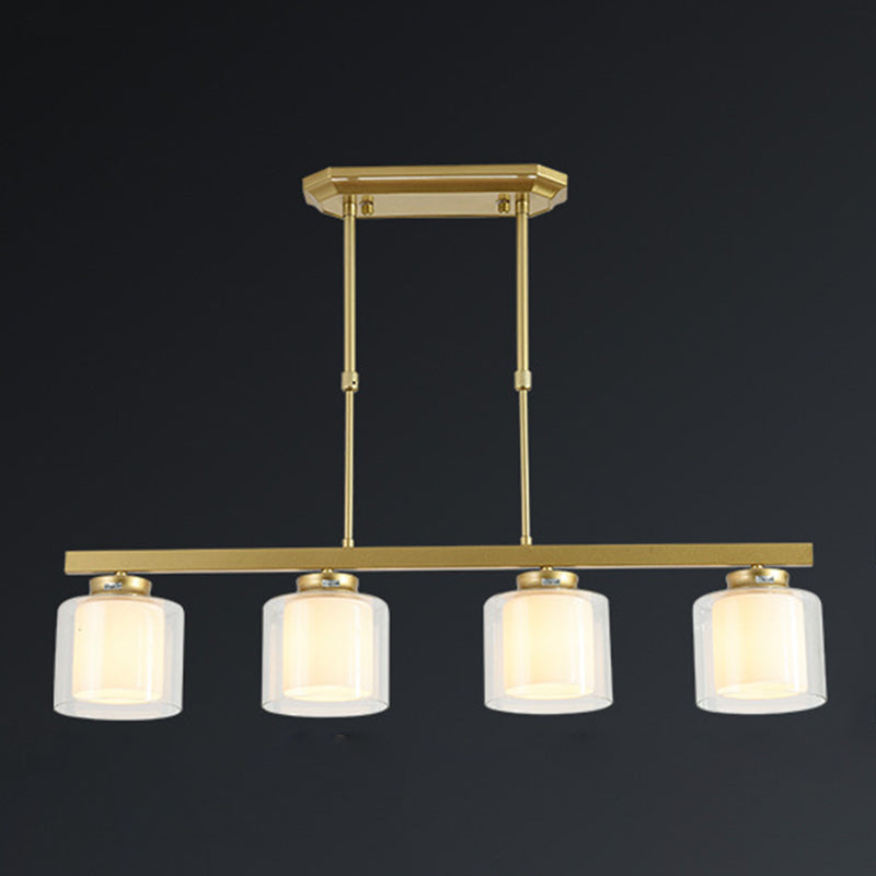 Glass Cylinder Island Pendant Lighting Modern Multiple-Light Island Light Fixtures