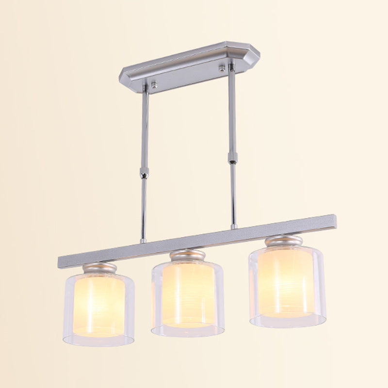 Glass Cylinder Island Pendant Lighting Modern Multiple-Light Island Light Fixtures
