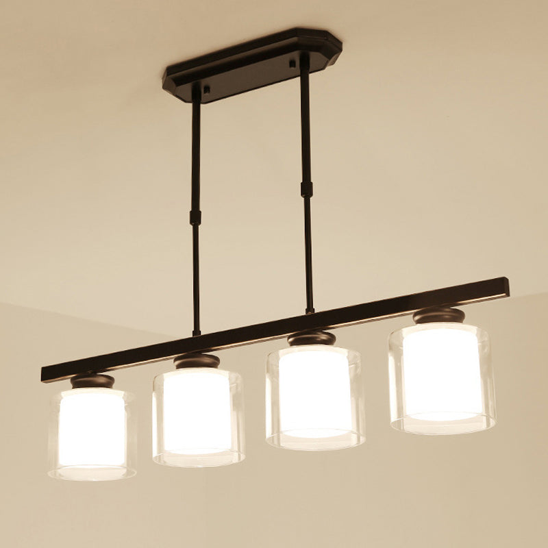 Glass Cylinder Island Pendant Lighting Modern Multiple-Light Island Light Fixtures