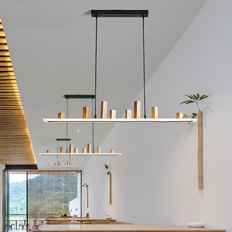 Wood Linear Island Lighting Modern 1-Light Island Pendant Lights