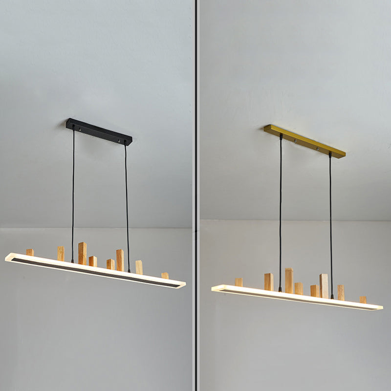 Wood Linear Island Lighting Modern 1-Light Island Pendant Lights