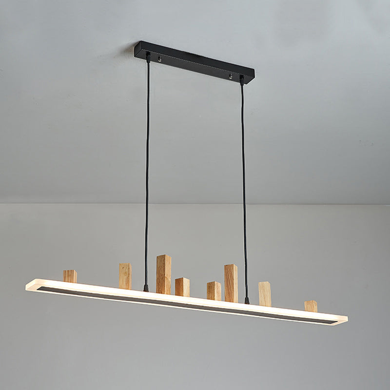 Wood Linear Island Lighting Modern 1-Light Island Pendant Lights