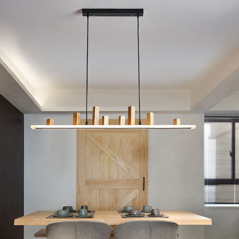 Wood Linear Island Lighting Modern 1-Light Island Pendant Lights