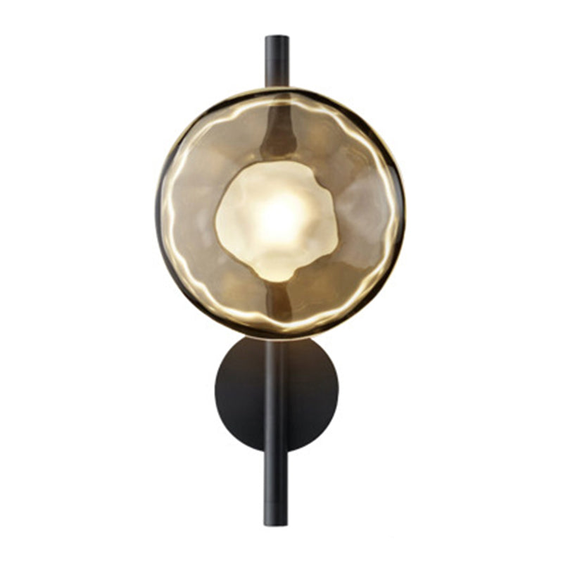 Modern Metal Wall Sconce Circular Shape Wall Light with Glass Shade for Living Room