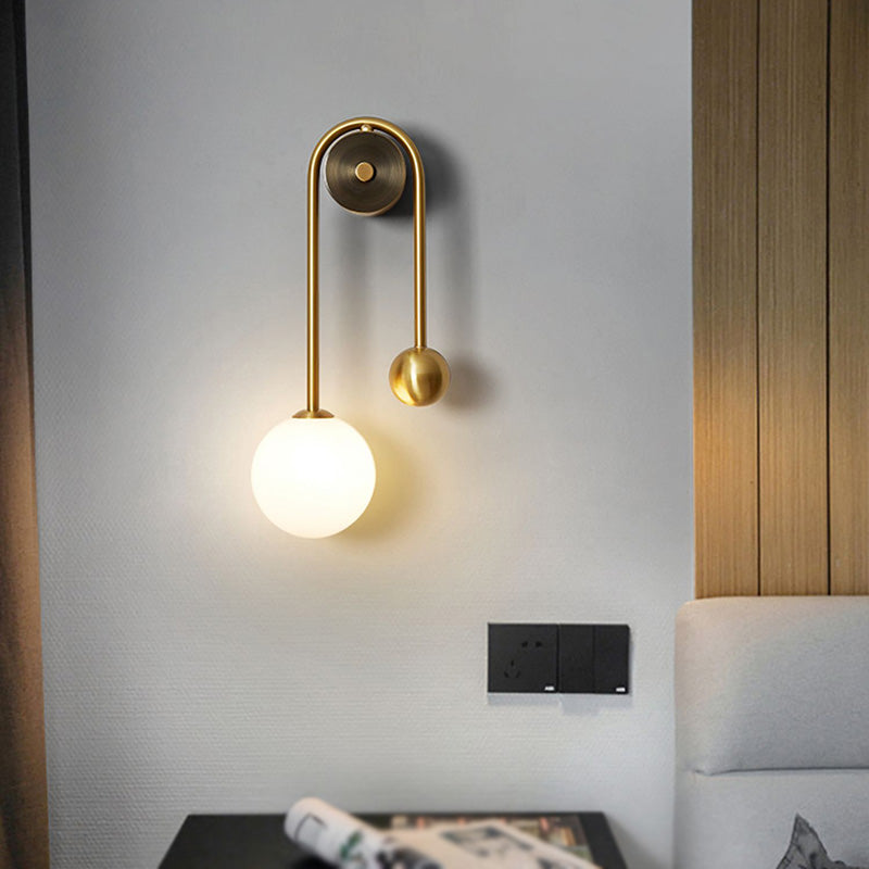 Light Luxury Style Wall Mount Light Copper Ball Shape Wall Lamp for Bedroom