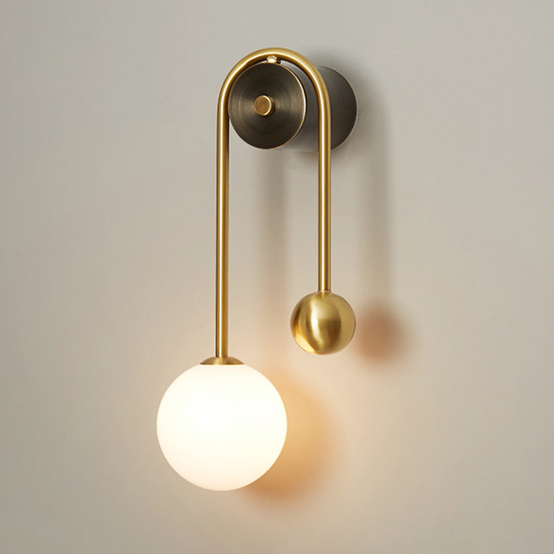 Light Luxury Style Wall Mount Light Copper Ball Shape Wall Lamp for Bedroom