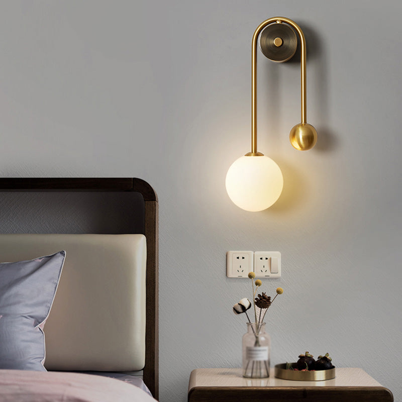 Light Luxury Style Wall Mount Light Copper Ball Shape Wall Lamp for Bedroom