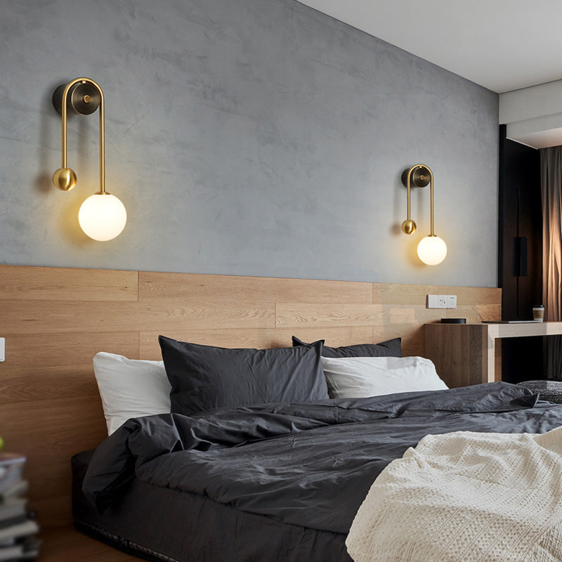 Light Luxury Style Wall Mount Light Copper Ball Shape Wall Lamp for Bedroom