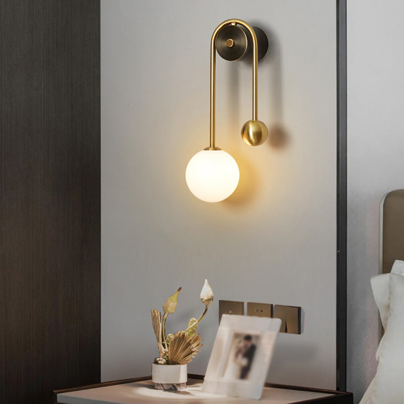 Light Luxury Style Wall Mount Light Copper Ball Shape Wall Lamp for Bedroom