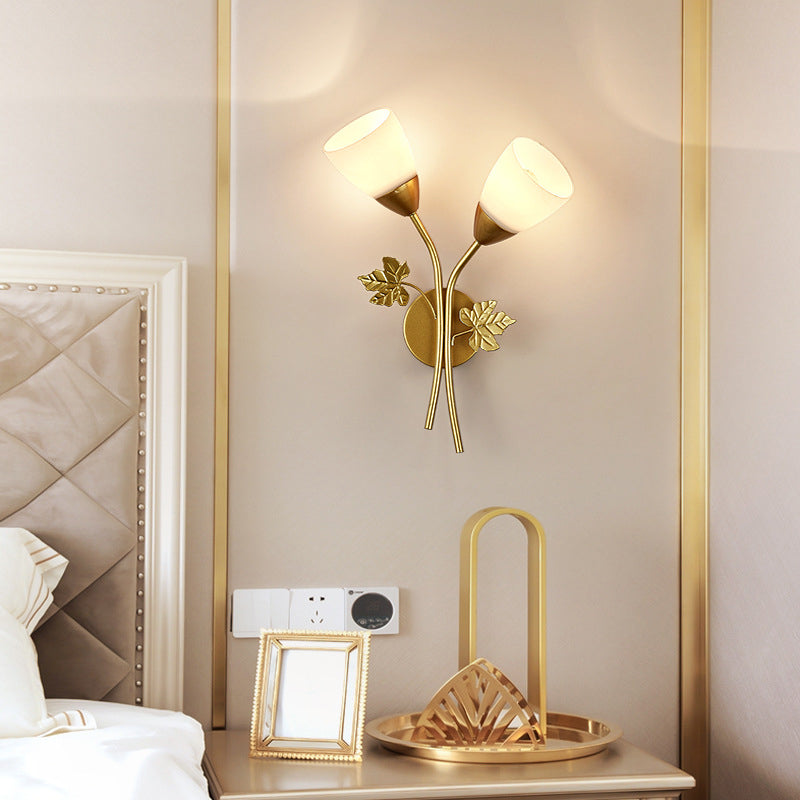 Contemporary Wall Sconce Flower Sconce Lighting with Glass for Bedroom
