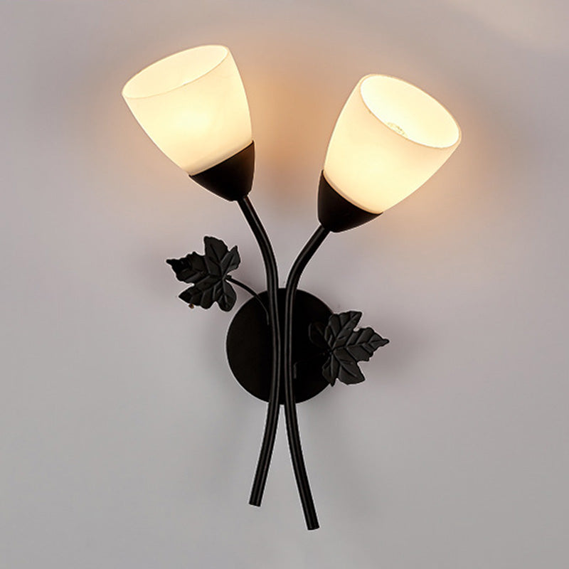 Contemporary Wall Sconce Flower Sconce Lighting with Glass for Bedroom