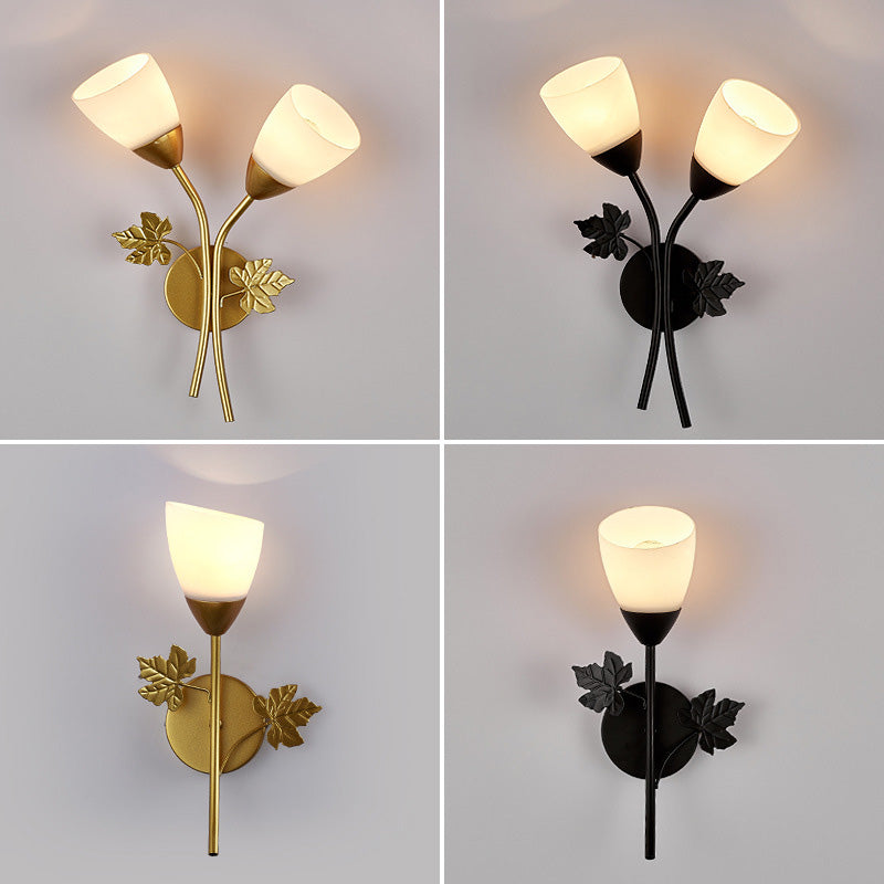 Contemporary Wall Sconce Flower Sconce Lighting with Glass for Bedroom