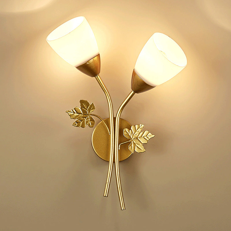 Contemporary Wall Sconce Flower Sconce Lighting with Glass for Bedroom