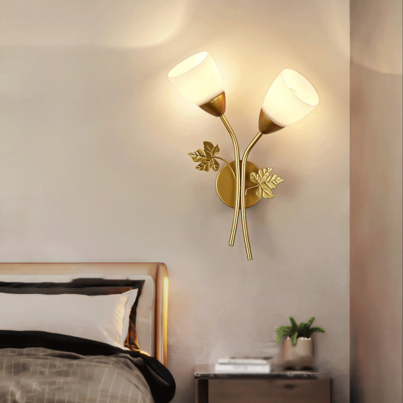 Contemporary Wall Sconce Flower Sconce Lighting with Glass for Bedroom