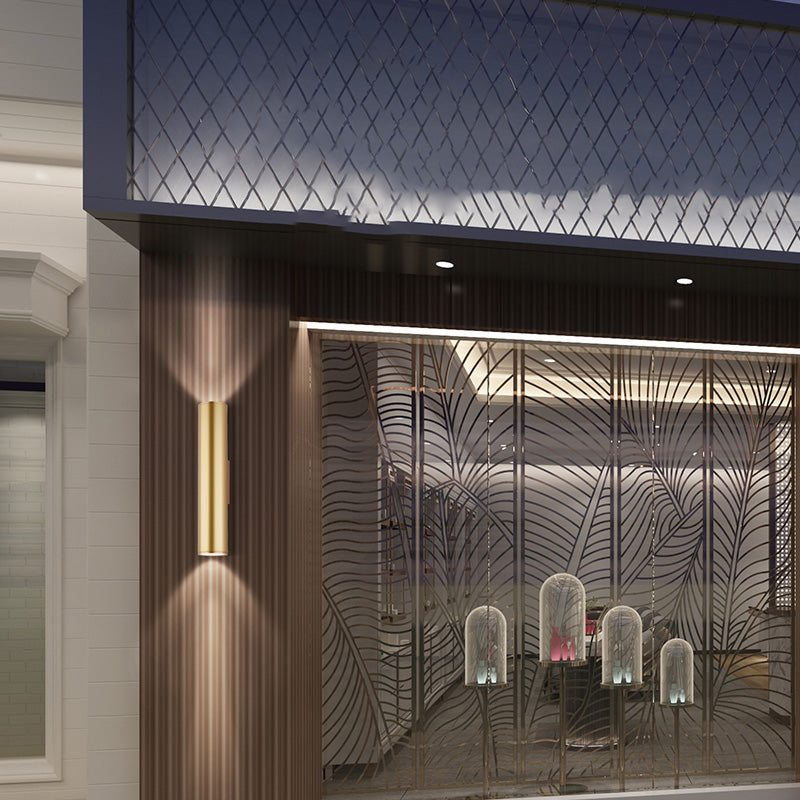 Cylinder Shape Wall Mount Lamp Modern Style Metal 2 Lights Sconce Lamp in Gold