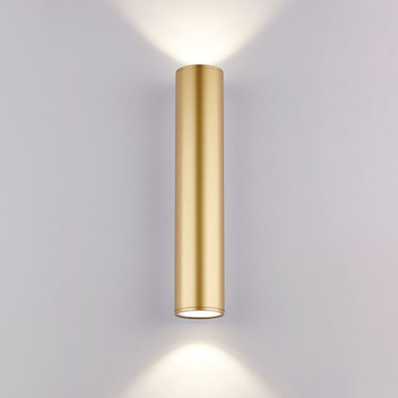Cylinder Shape Wall Mount Lamp Modern Style Metal 2 Lights Sconce Lamp in Gold