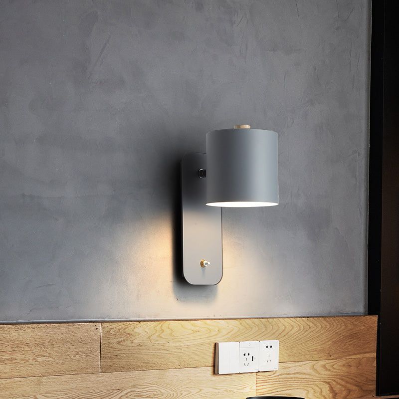 Nordic Style Colorful Wall Light Cylinder Shape Adjustable Wall Lamp for Bedroom