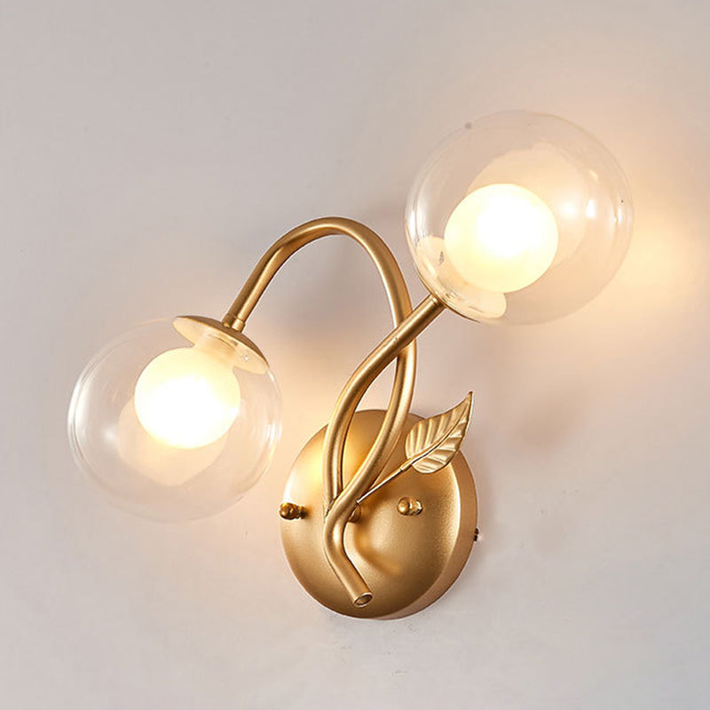 Modern Sconce Light Fixture 2-Light Wall Sconce with Metal and Glass for Living Room